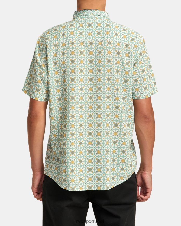 roupas RVCA homens camisa de manga curta de férias névoa verde N00F2H8