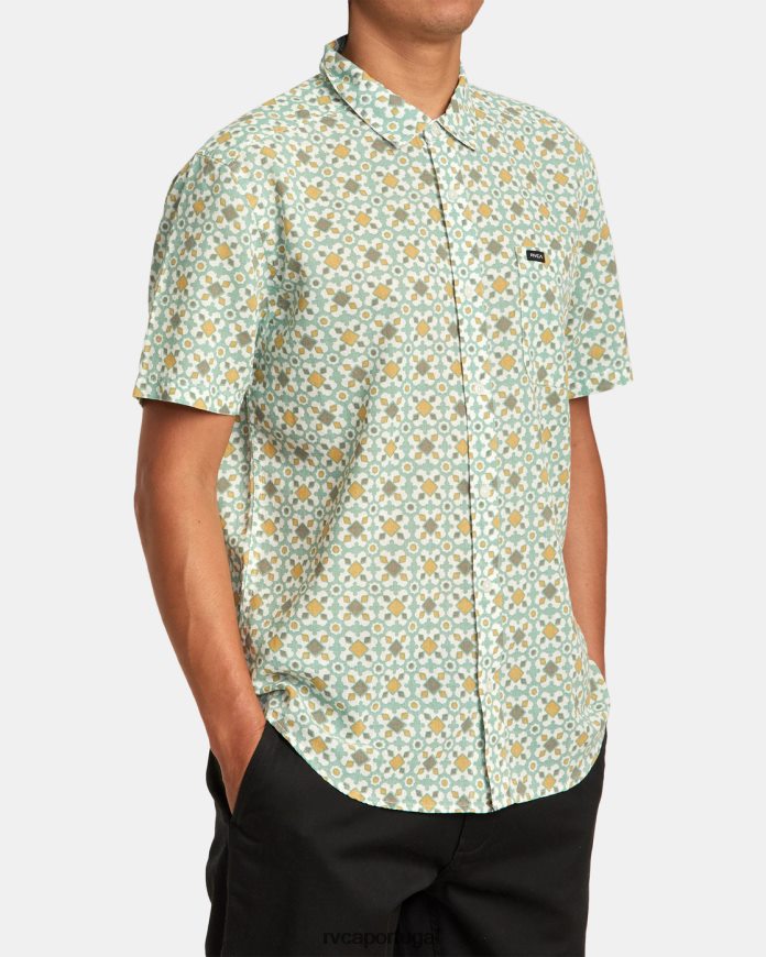 roupas RVCA homens camisa de manga curta de férias névoa verde N00F2H8