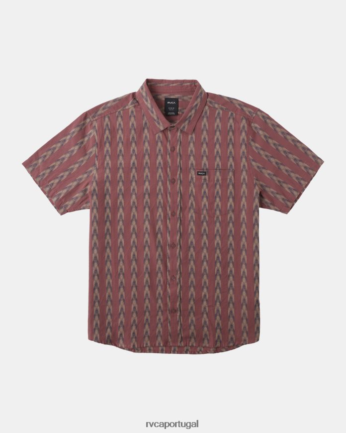 roupas RVCA homens camisa de manga curta ikat para cima vermelho sangue de boi N00F2H985