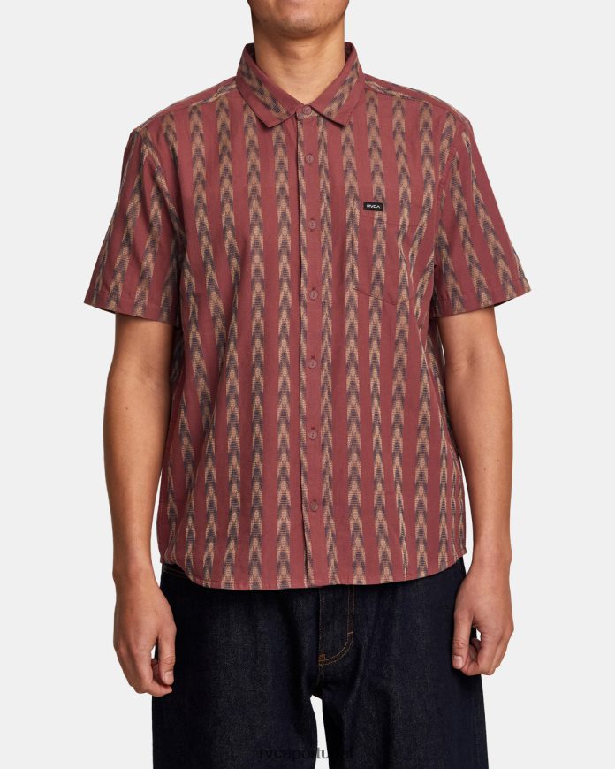 roupas RVCA homens camisa de manga curta ikat para cima vermelho sangue de boi N00F2H985