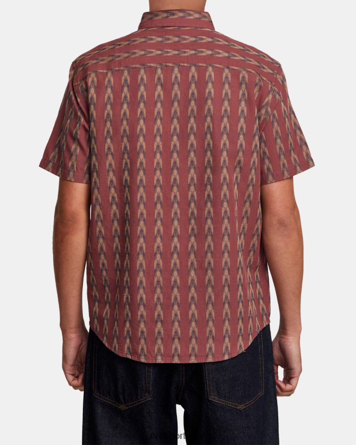 roupas RVCA homens camisa de manga curta ikat para cima vermelho sangue de boi N00F2H985