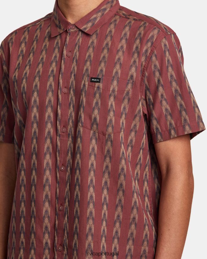 roupas RVCA homens camisa de manga curta ikat para cima vermelho sangue de boi N00F2H985