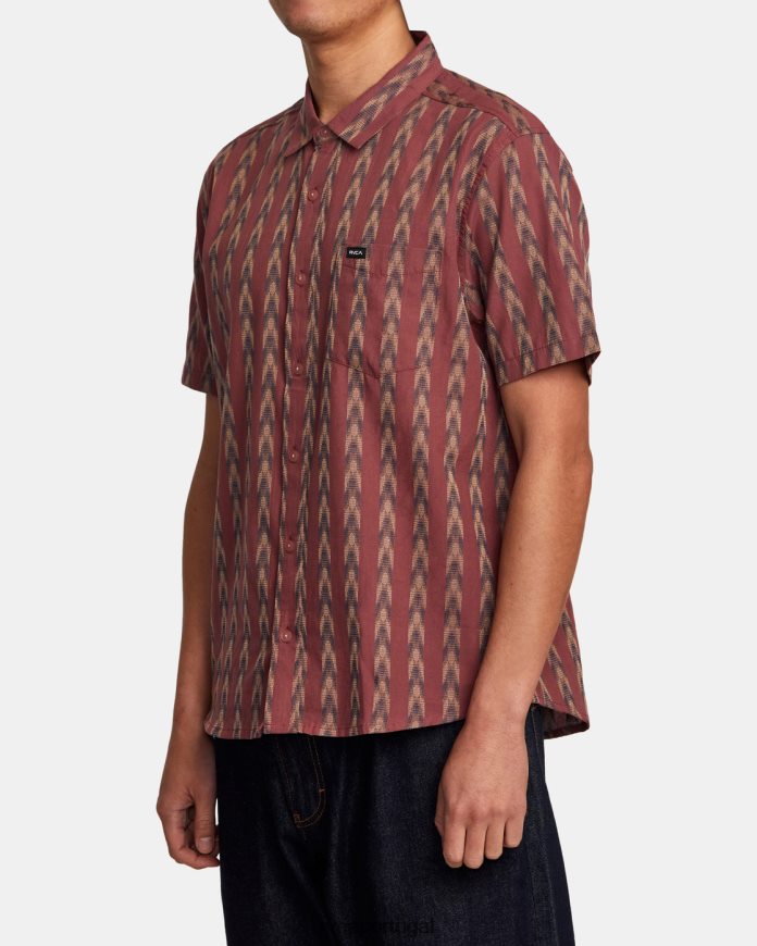 roupas RVCA homens camisa de manga curta ikat para cima vermelho sangue de boi N00F2H985
