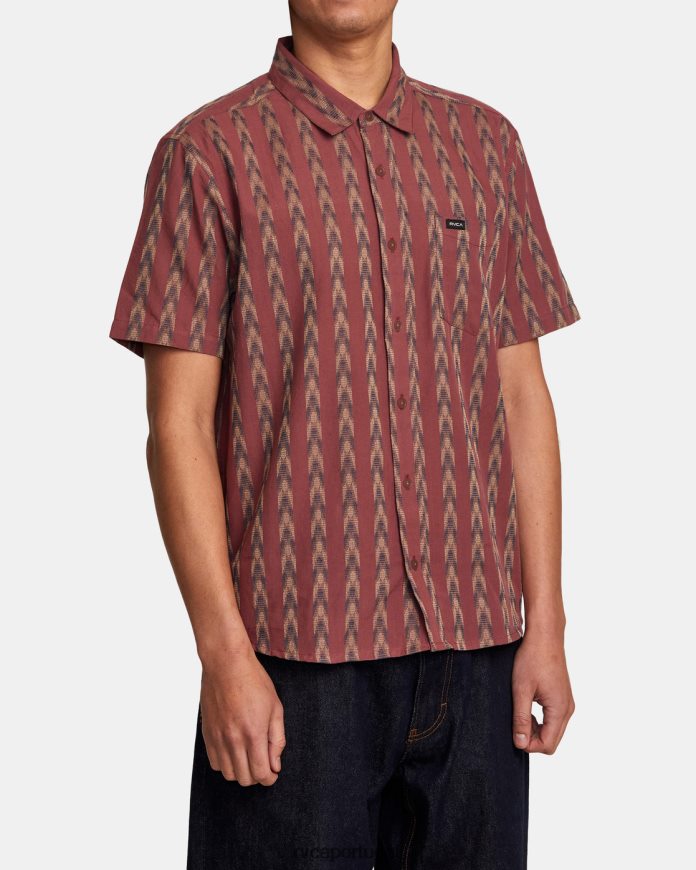 roupas RVCA homens camisa de manga curta ikat para cima vermelho sangue de boi N00F2H985