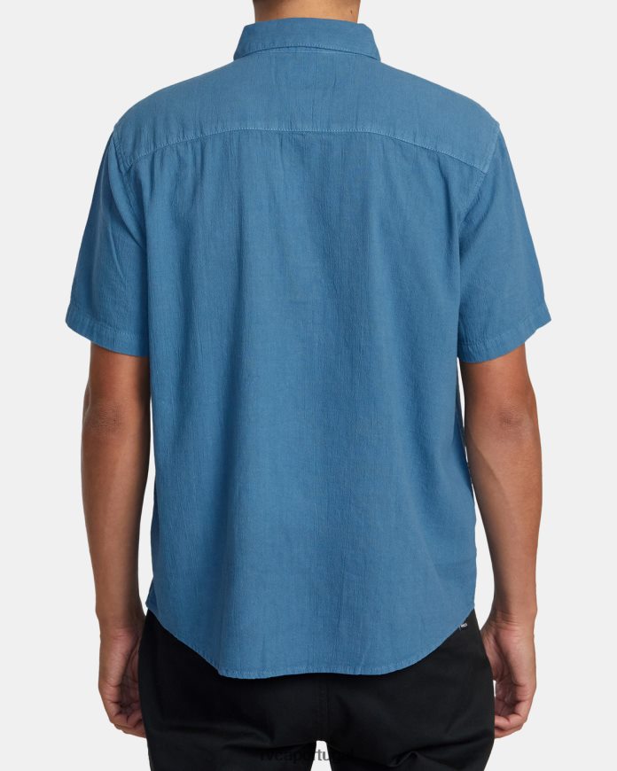 roupas RVCA homens camisa de manga curta tecida ptc azul legal N00F2H499