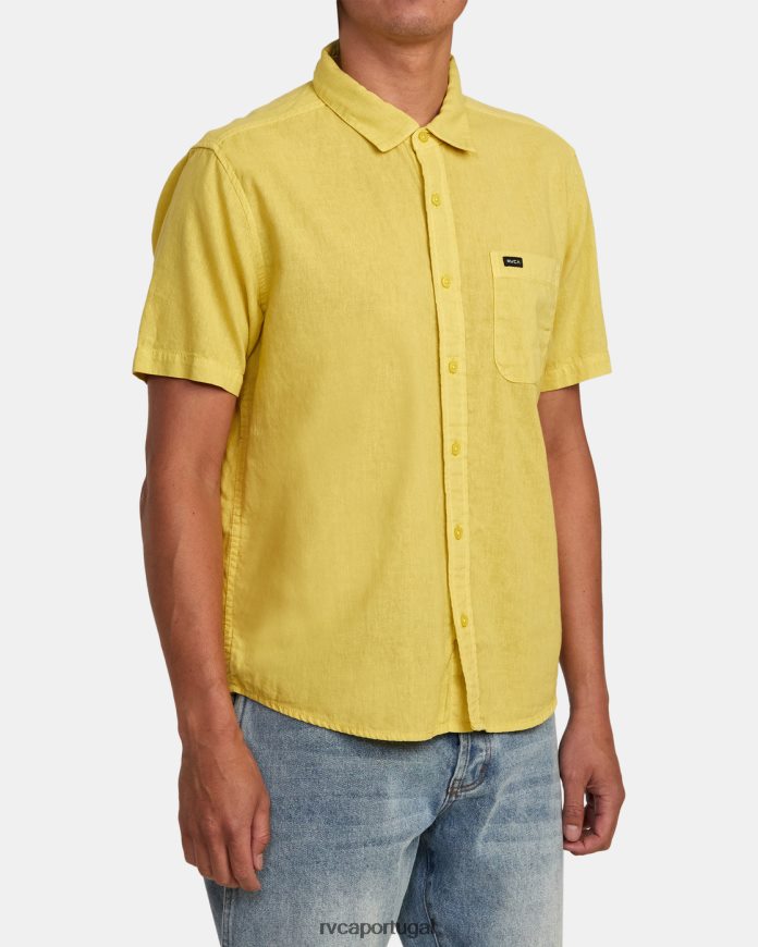 roupas RVCA homens camisa de manga curta tecida ptc musgo do sul N00F2H329