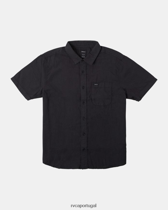 roupas RVCA homens camisa de manga curta tecida ptc preto N00F2H786