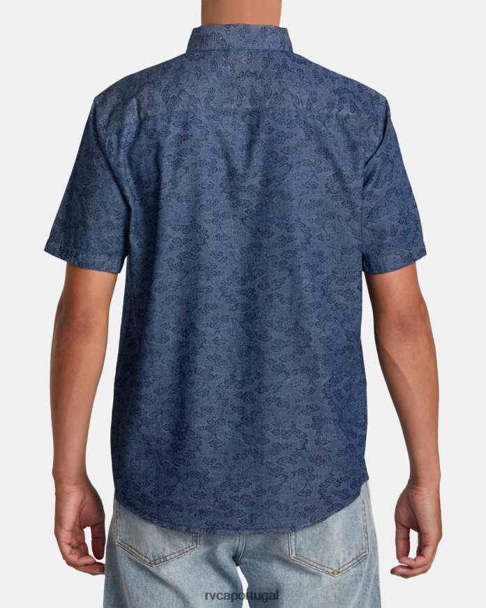 roupas RVCA homens camisa jeans dragão neon manga curta jeans N00F2H83
