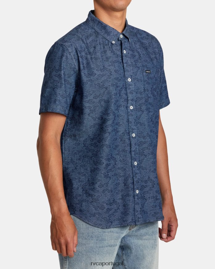 roupas RVCA homens camisa jeans dragão neon manga curta jeans N00F2H83