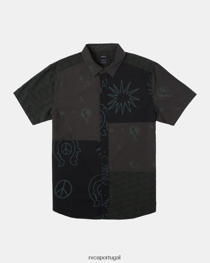 roupas RVCA homens camisa manga curta compilação preto N00F2H990