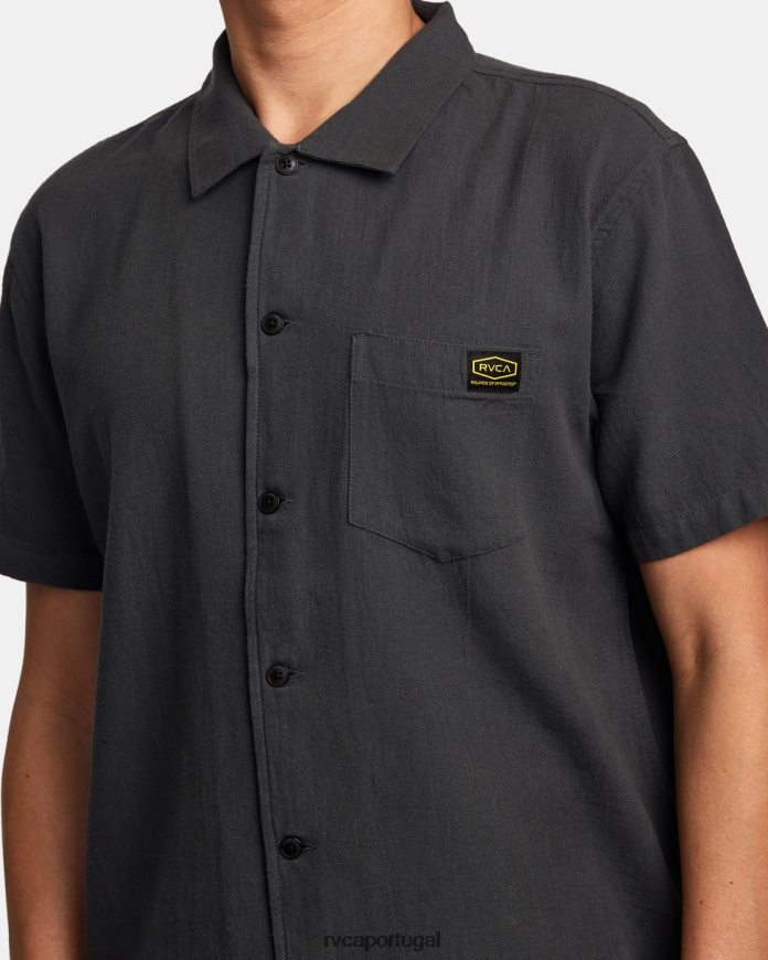 roupas RVCA homens camisa manga curta day shift coleção recessão garagem azul N00F2H337