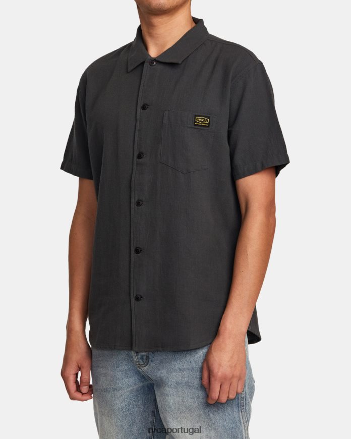 roupas RVCA homens camisa manga curta day shift coleção recessão garagem azul N00F2H337