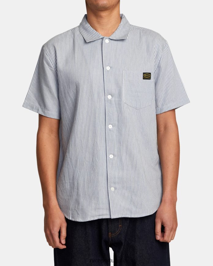 roupas RVCA homens camisa manga curta dayshift stripe ii déjà azul N00F2H340