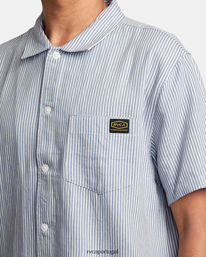roupas RVCA homens camisa manga curta dayshift stripe ii déjà azul N00F2H340