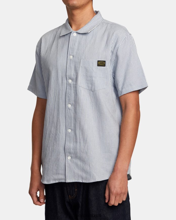 roupas RVCA homens camisa manga curta dayshift stripe ii déjà azul N00F2H340
