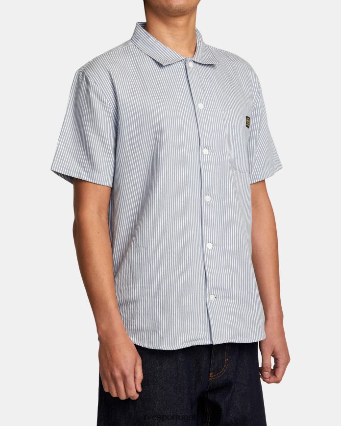 roupas RVCA homens camisa manga curta dayshift stripe ii déjà azul N00F2H340