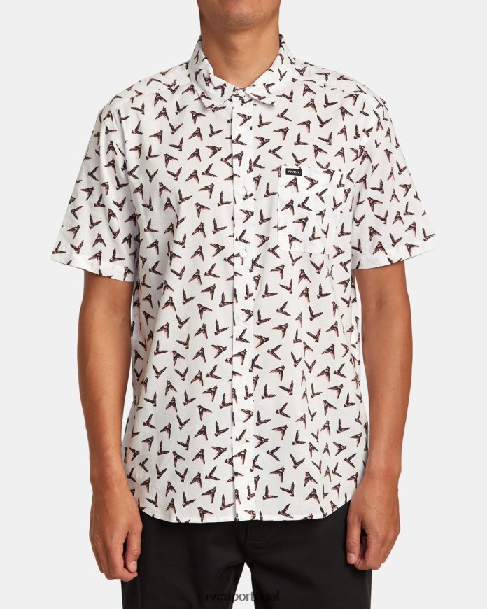 roupas RVCA homens camisa manga curta hawaii legend e mana branco antigo N00F2H230
