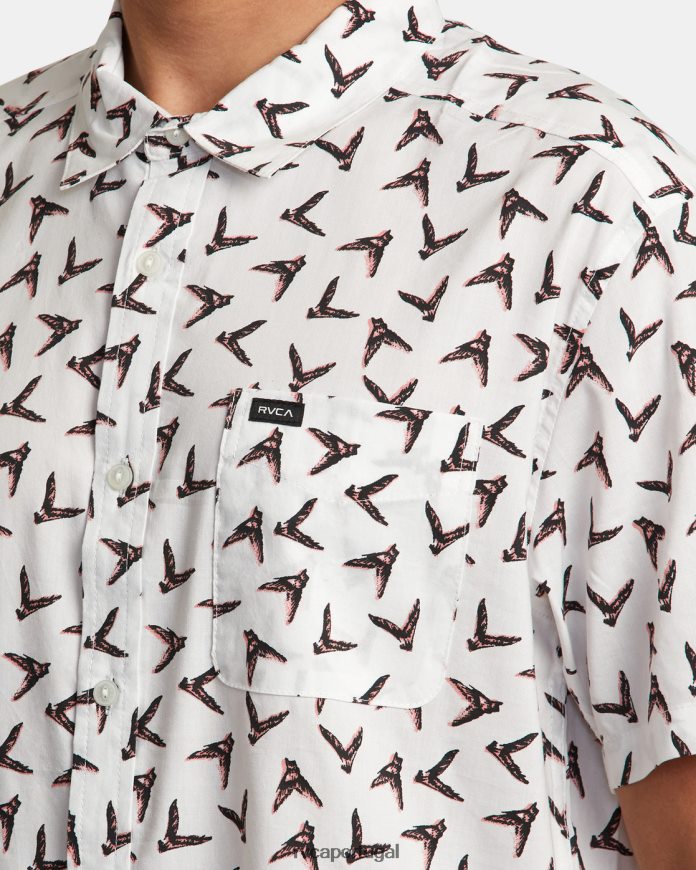 roupas RVCA homens camisa manga curta hawaii legend e mana branco antigo N00F2H230