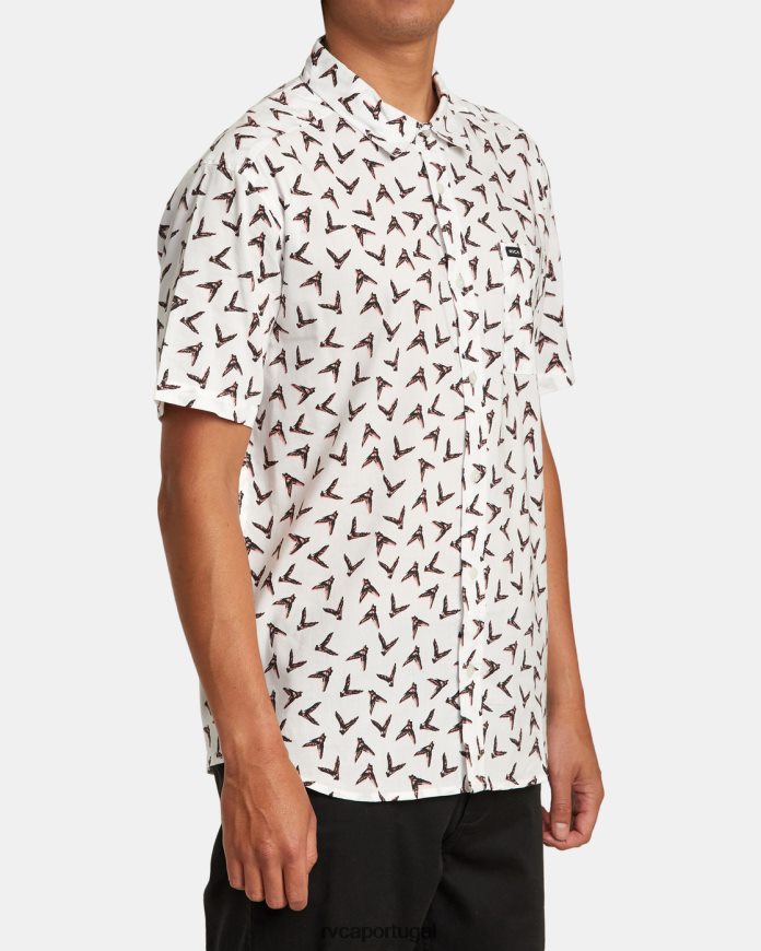 roupas RVCA homens camisa manga curta hawaii legend e mana branco antigo N00F2H230