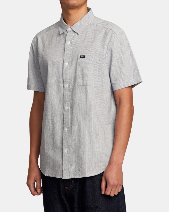 roupas RVCA homens camisa manga curta listrada visions azul temperamental N00F2H1006