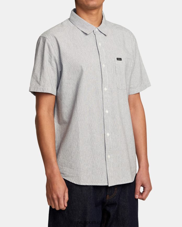 roupas RVCA homens camisa manga curta listrada visions azul temperamental N00F2H1006