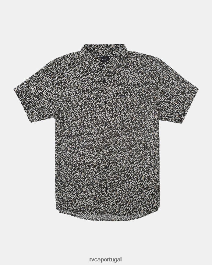 roupas RVCA homens camisa manga curta micro garden preto N00F2H150