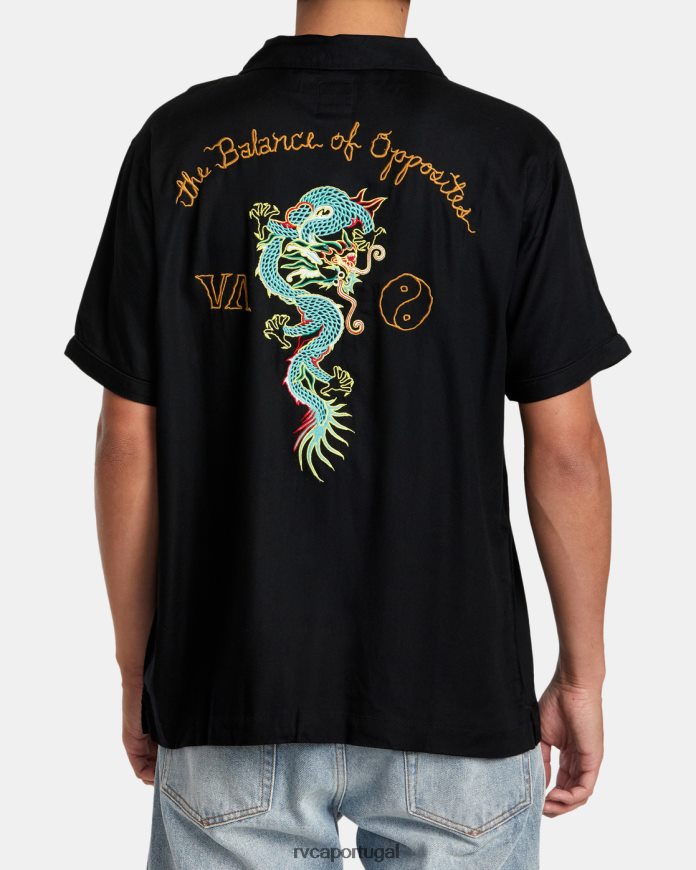 roupas RVCA homens camisa manga curta neon dragon club preto N00F2H132