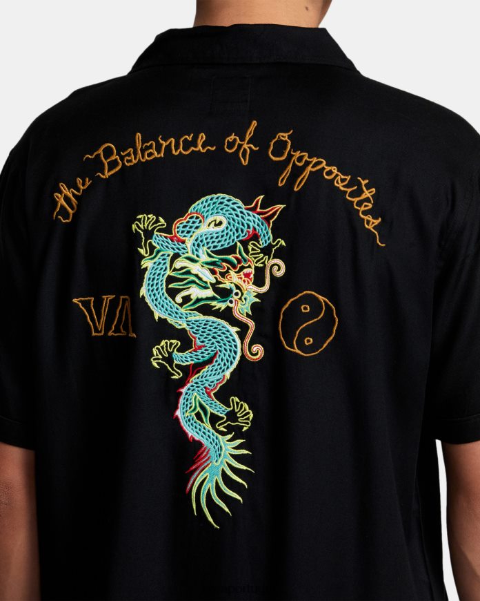 roupas RVCA homens camisa manga curta neon dragon club preto N00F2H132