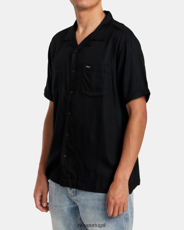 roupas RVCA homens camisa manga curta neon dragon club preto N00F2H132