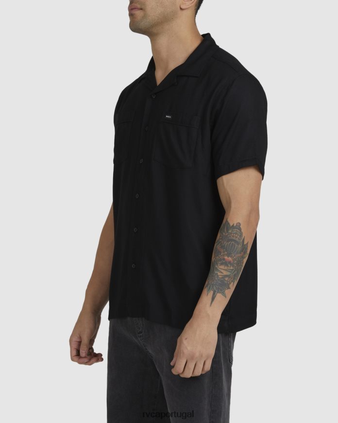 roupas RVCA homens camisa manga curta neon dragon club preto N00F2H132