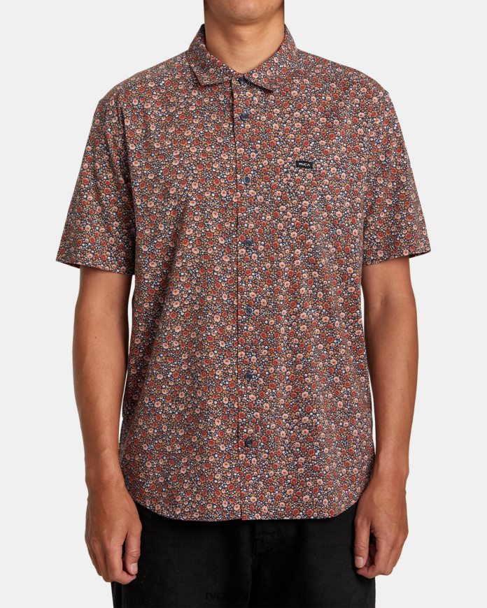 roupas RVCA homens camisa manga curta rosas inglesas azul temperamental N00F2H145