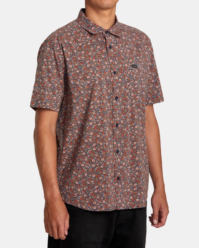 roupas RVCA homens camisa manga curta rosas inglesas azul temperamental N00F2H145