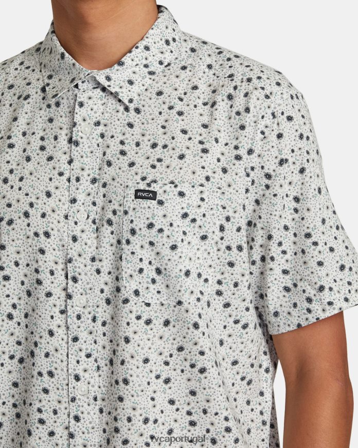 roupas RVCA homens camisa manga curta rosas inglesas branco N00F2H91