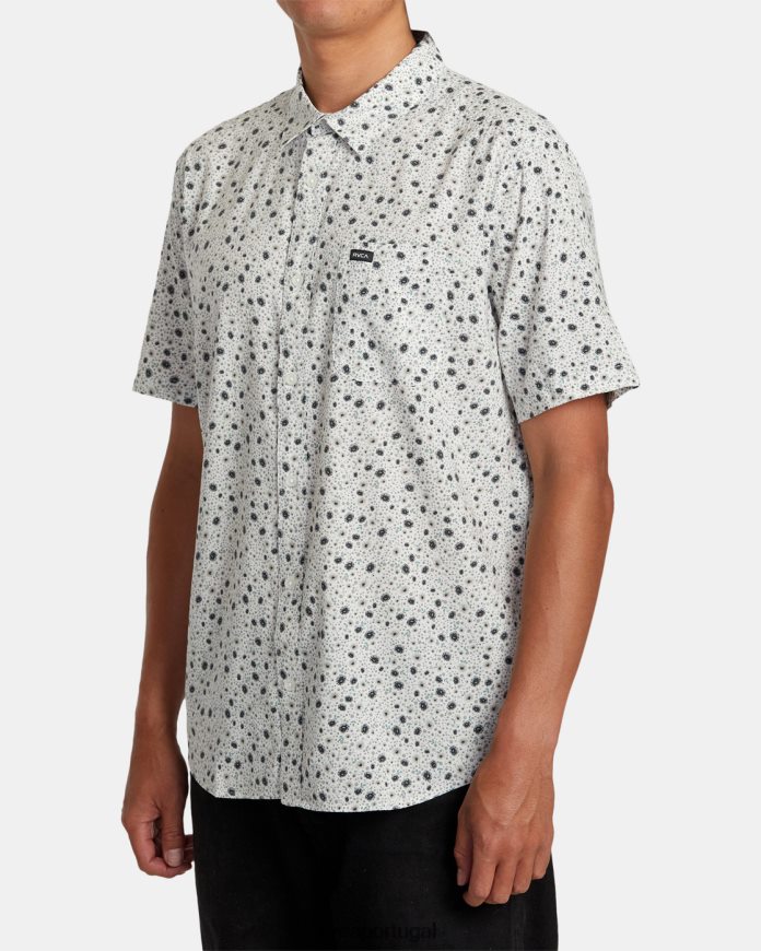 roupas RVCA homens camisa manga curta rosas inglesas branco N00F2H91