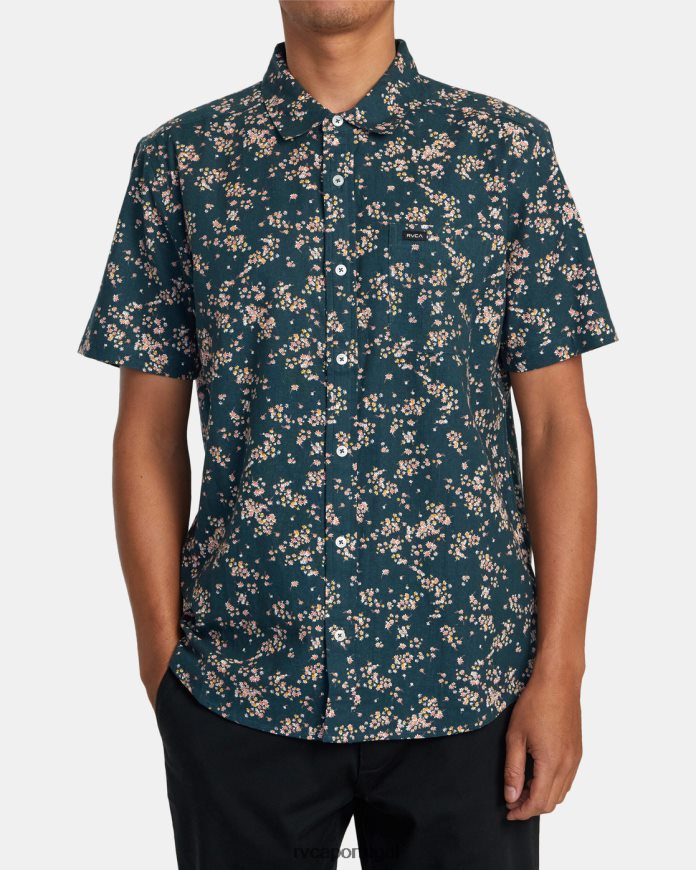 roupas RVCA homens camisa manga curta rvgazi pato azul N00F2H577
