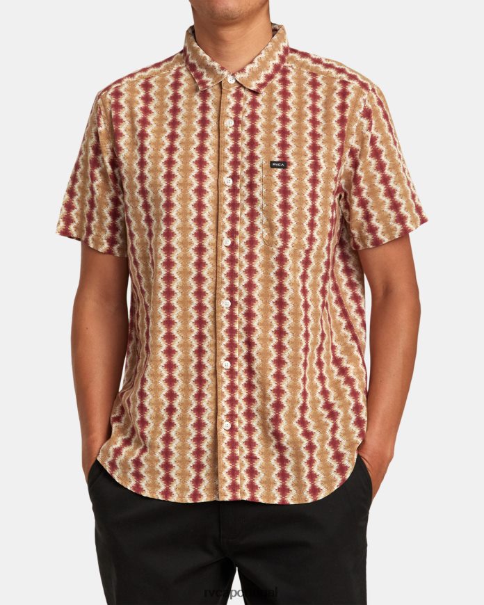 roupas RVCA homens camisa manga curta shima gaze cinábrio N00F2H136