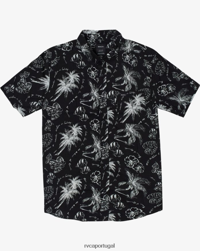 roupas RVCA homens camisa manga curta tropic winds preto N00F2H13