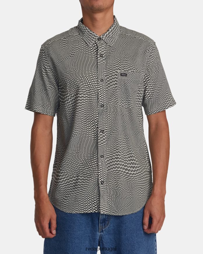 roupas RVCA homens camisa manga curta va weave baunilha N00F2H311