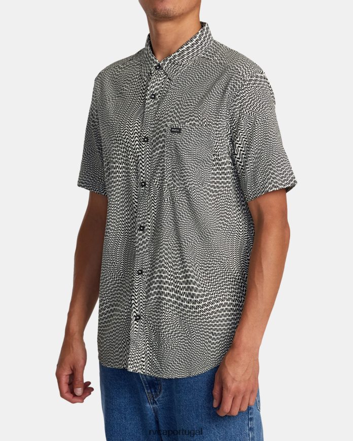 roupas RVCA homens camisa manga curta va weave baunilha N00F2H311