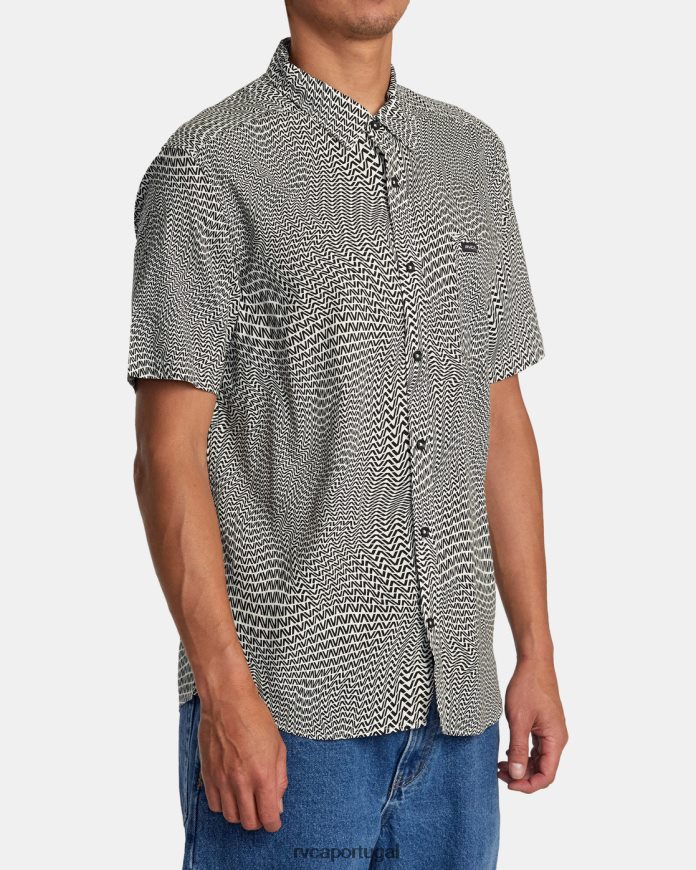 roupas RVCA homens camisa manga curta va weave baunilha N00F2H311