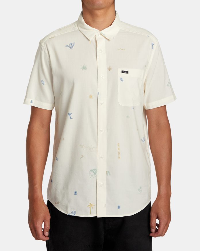 roupas RVCA homens camisa manga curta viagem no deserto natural N00F2H292