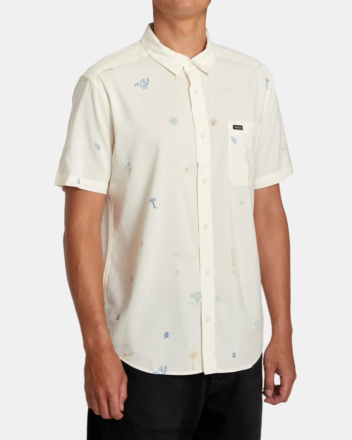 roupas RVCA homens camisa manga curta viagem no deserto natural N00F2H292