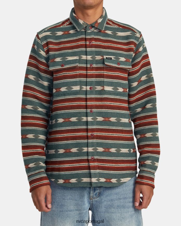 roupas RVCA homens camisa manga longa com manta cerceta N00F2H524