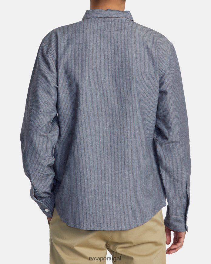 roupas RVCA homens camisa manga longa listrada dayshift terra vermelha N00F2H516