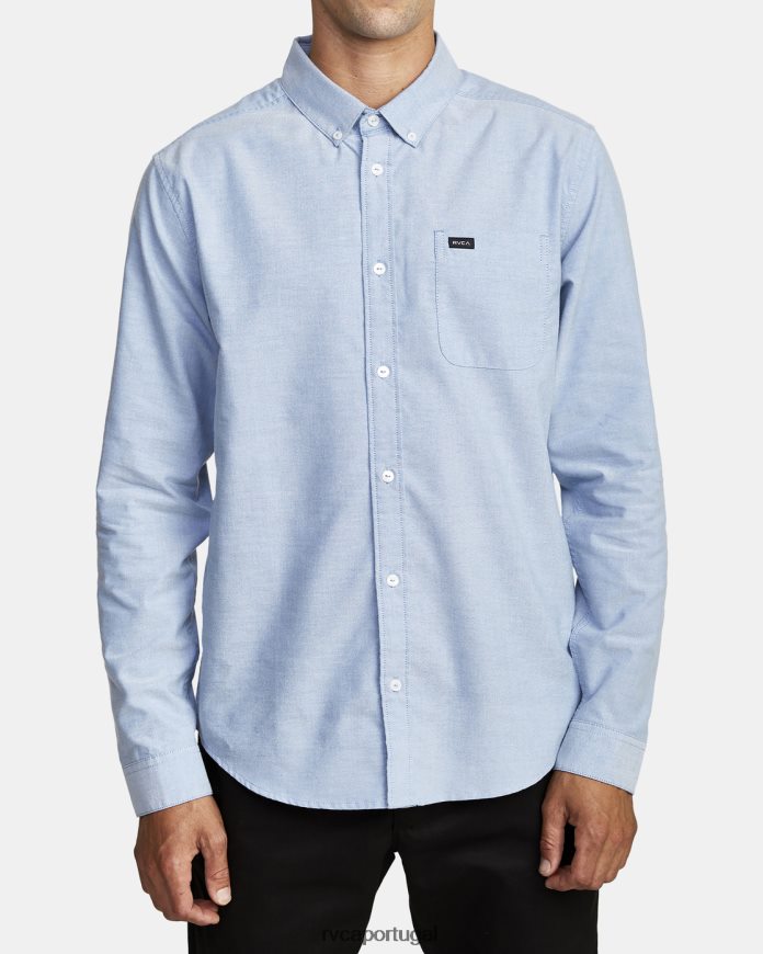 roupas RVCA homens isso vai fazer camisa de manga longa elástica oxford azul N00F2H365