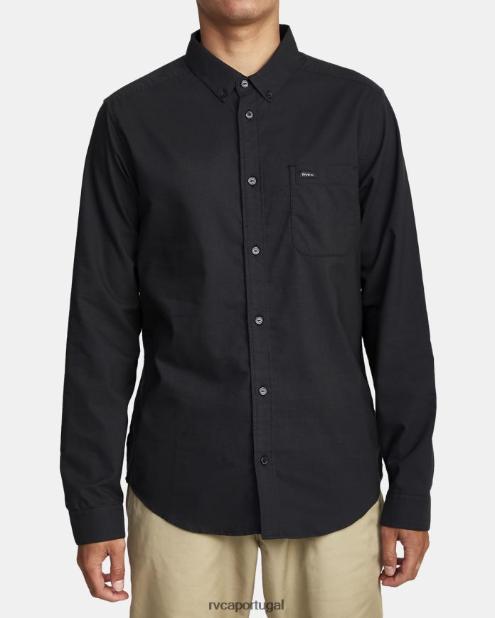 roupas RVCA homens isso vai fazer camisa de manga longa elástica preto N00F2H369