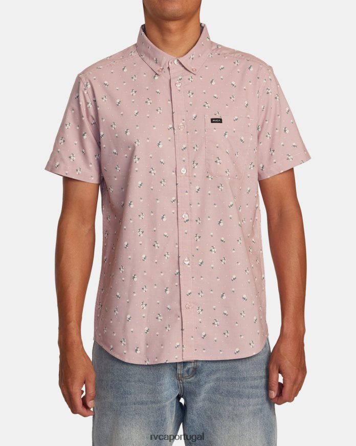 roupas RVCA homens isso vai imprimir camisa de manga curta malva claro N00F2H453