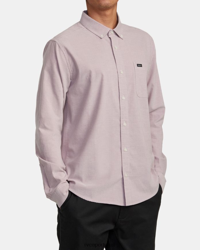 roupas RVCA homens isso vai servir camisa de manga comprida elástica lavanda N00F2H1070
