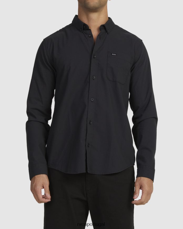 roupas RVCA homens isso vai servir camisa de manga comprida elástica preto N00F2H974
