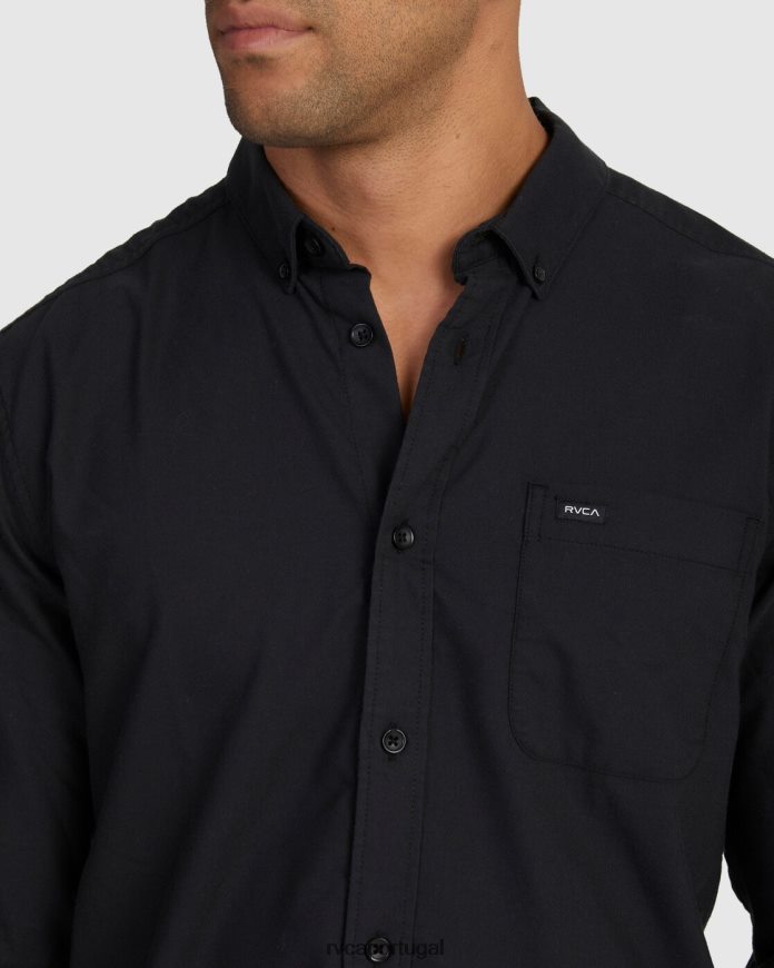 roupas RVCA homens isso vai servir camisa de manga comprida elástica preto N00F2H974